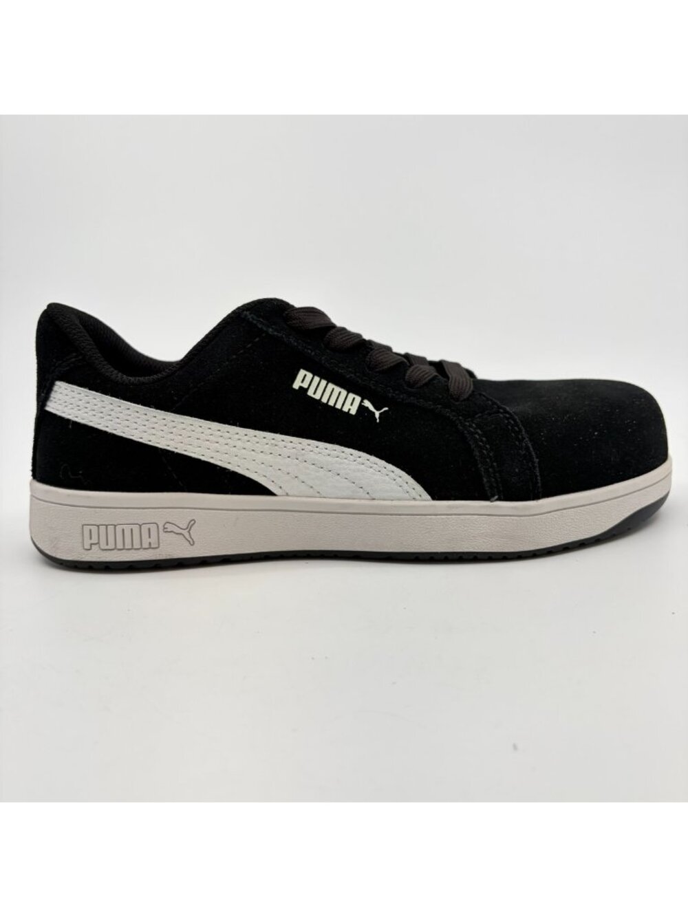 Puma Iconic Low Womens Size 7 Black White Composite Toe Safety Work Shoes